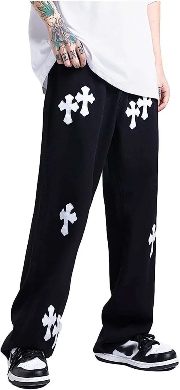 Aesthetic Drip Cross Baggy Track pant For Men’s - Image 3
