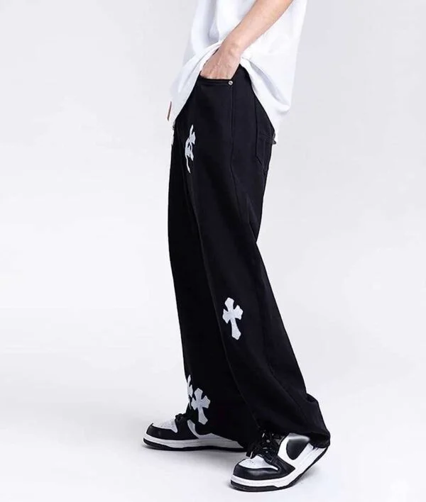 Aesthetic Drip Cross Baggy Track pant For Men’s - Image 4