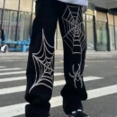 Grunge Punk spider web print Black men