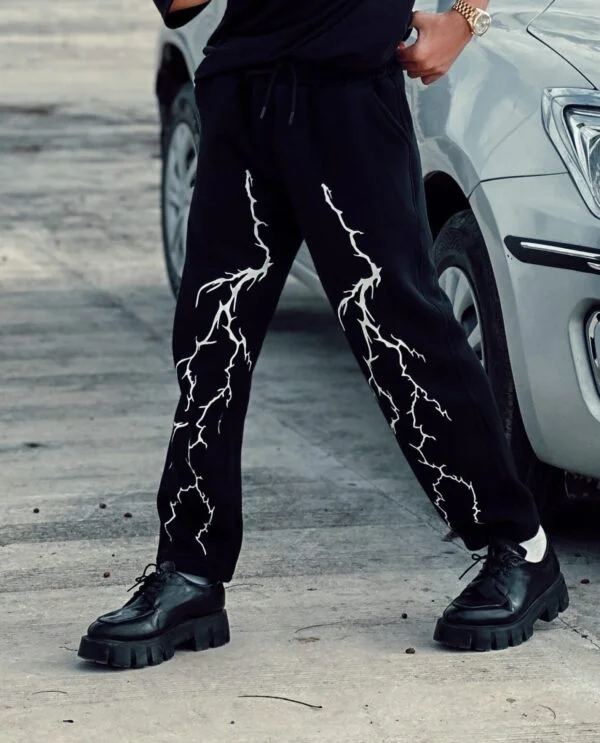 Lightning Print Gothic Casual Wide Street Cool Streetwear Baggy Bottom - Image 2