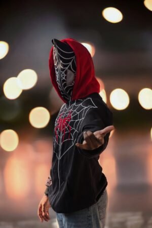 Spider Man Zipper Hoodie With Face Mask