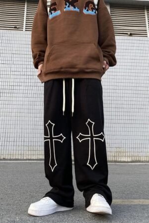 Big Cross Korean fashion , Streetwear Baggy Track