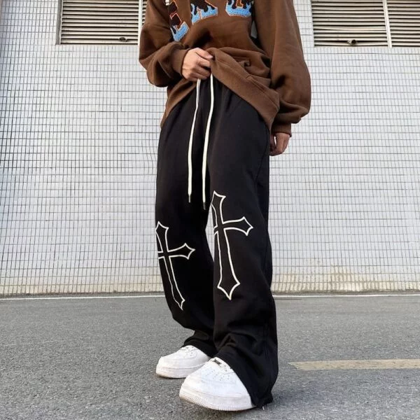 Big Cross Korean fashion , Streetwear Baggy Track - Image 2