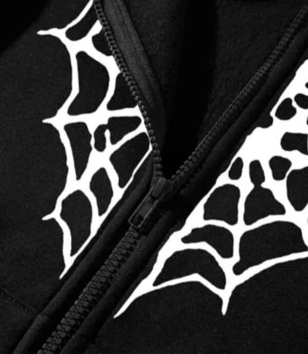 Spider Web & Heart Print Zipper Hoodie - Image 4
