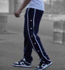 Snap Baggy Button Straight Fit Track Pant