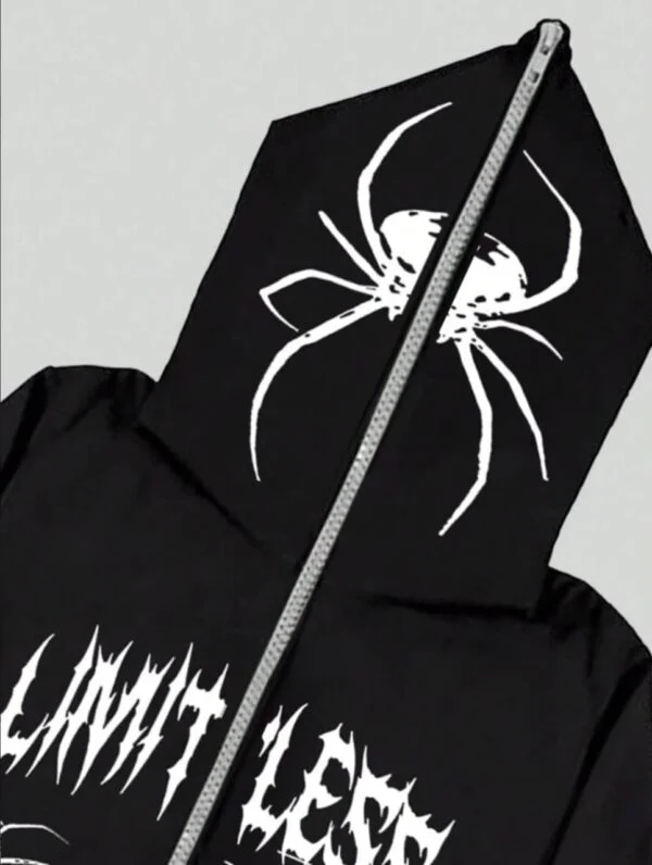 Black cross spider man zipper hoodie - Image 5