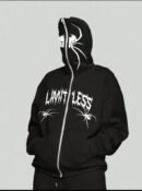 Black cross spider man zipper hoodie