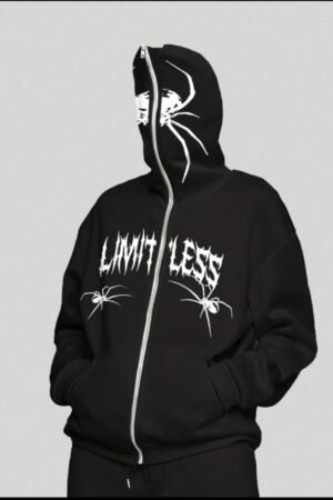 Black cross spider man zipper hoodie