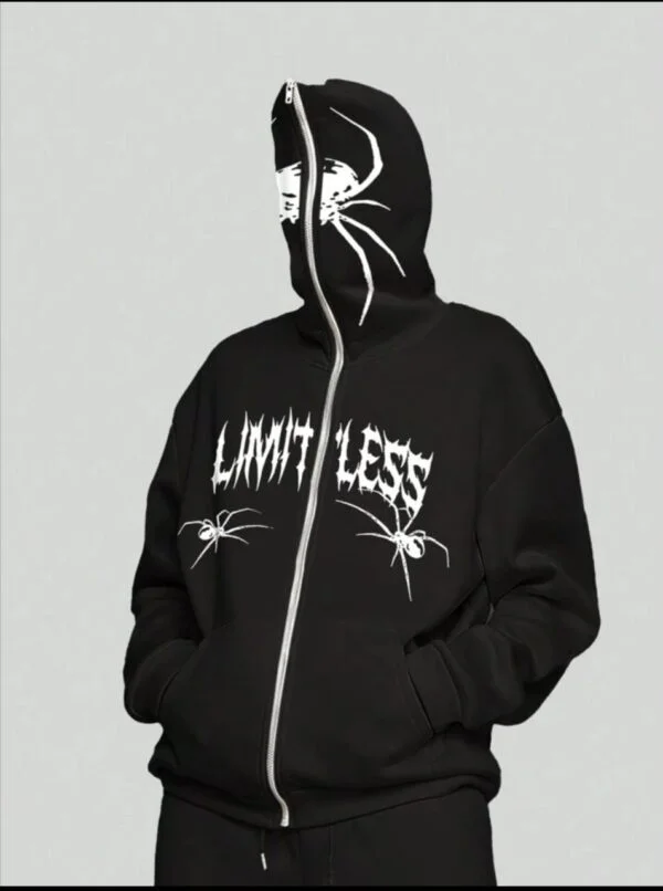 Black cross spider man zipper hoodie
