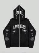 Black cross spider man zipper hoodie