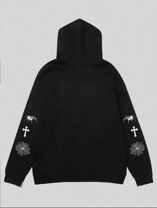 Black cross spider man zipper hoodie - Image 3