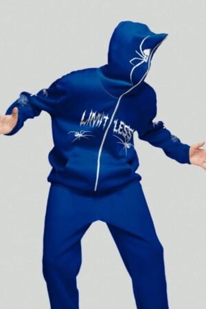 Blue Cross spider man zipper Hoodie