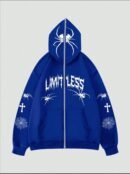 Blue Cross spider man zipper Hoodie
