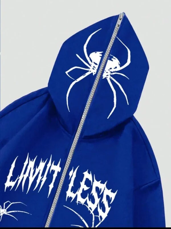Blue Cross spider man zipper Hoodie - Image 4