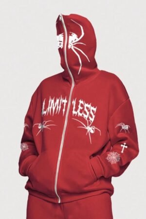 Red cross spider man zipper Hoodie
