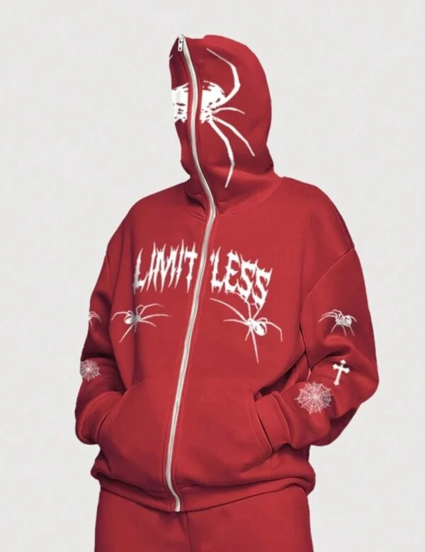 Red cross spider man zipper Hoodie