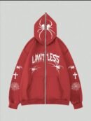 Red cross spider man zipper Hoodie