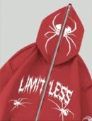 Red cross spider man zipper Hoodie