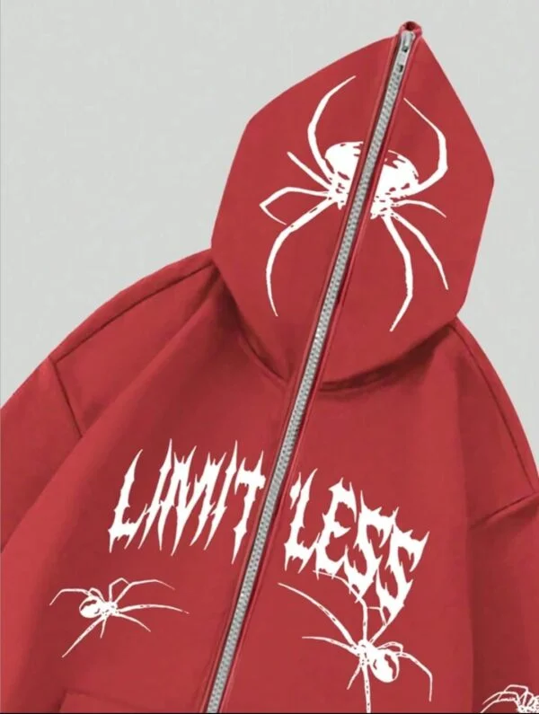 Red cross spider man zipper Hoodie - Image 4