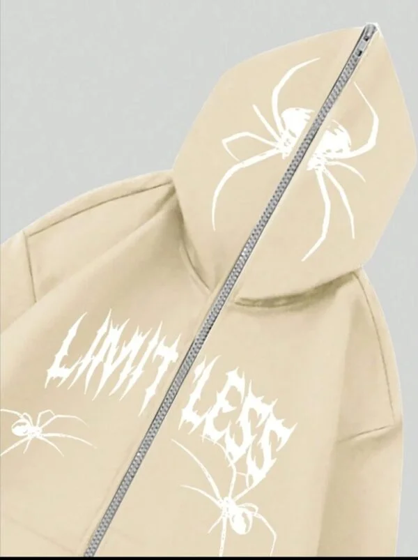 cream cross spider man zipper hoodie - Image 4