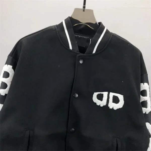 Aesthetic Black Oversize Versity Jacket - Image 3