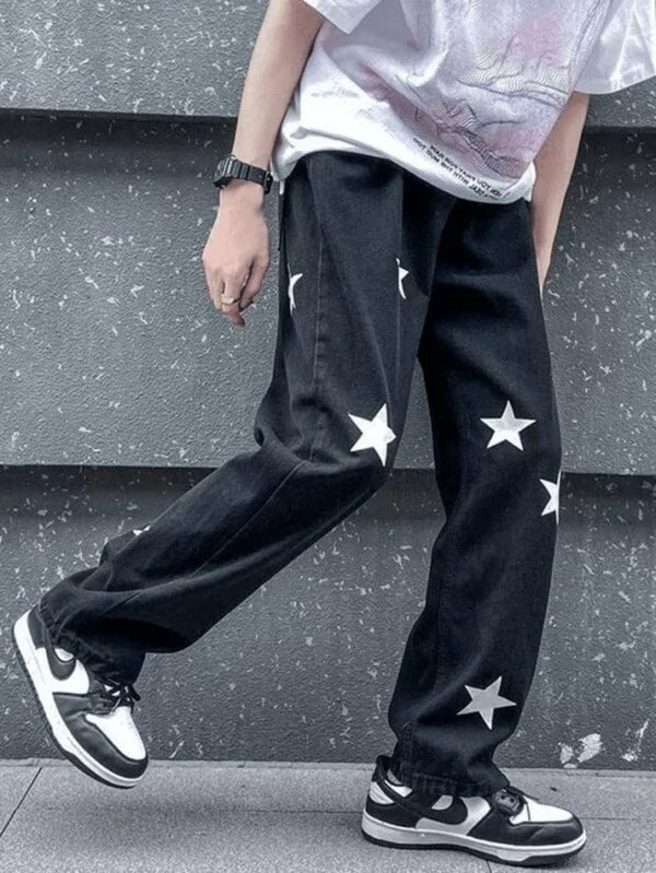 Star Printed Denim Baggy Jeans - Image 2