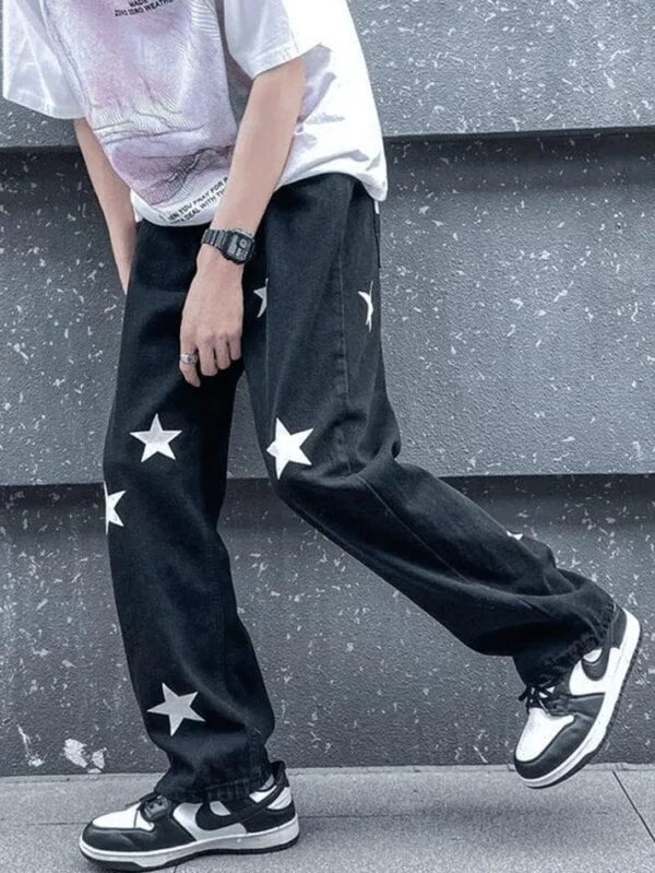 Star Printed Denim Baggy Jeans - Image 3