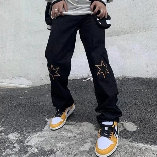 Style Letter Star Printed Denim Baggy jeans