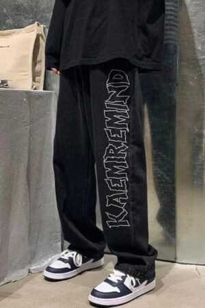 AESTHETIC BAGGY PRINTED DENIM JEAN