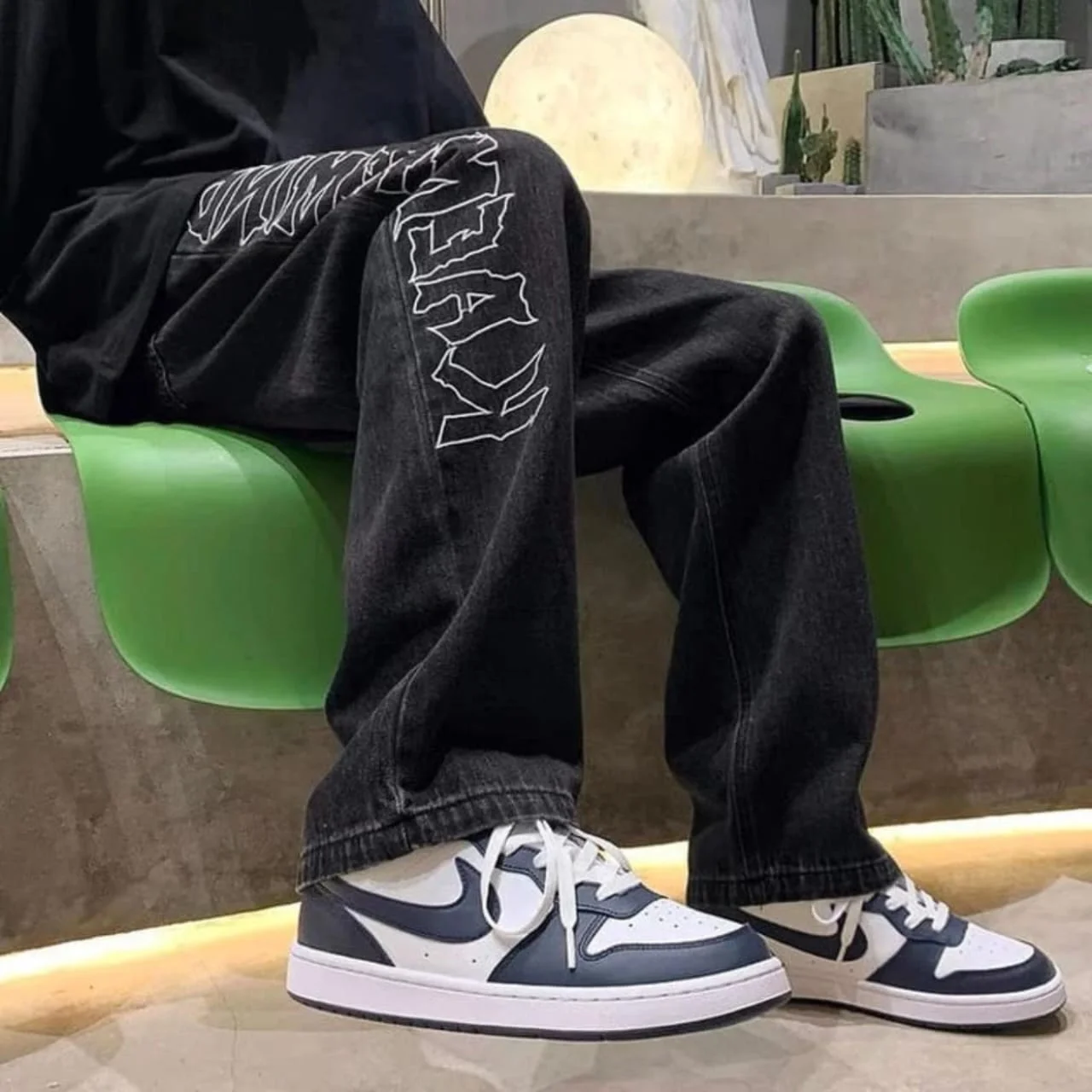 AESTHETIC BAGGY PRINTED DENIM JEAN 2 AESTHETIC BAGGY PRINTED DENIM JEAN - Image 2