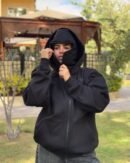 Balaclava Hoodie Full Zipup Mask In Black