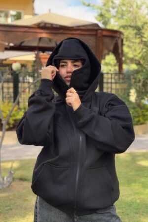 Balaclava Hoodie Full Zipup Mask In Black