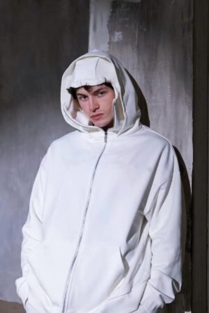 Balaclava Hoodie Full Zip up Mask In White