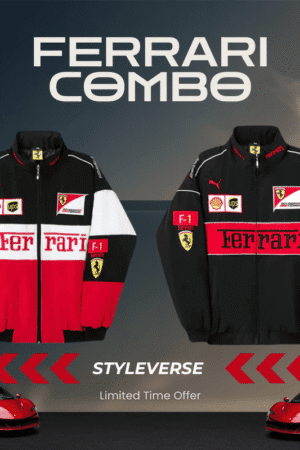 Ferrai Red & White With Turbo Ferrari Jacket Combo