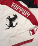 Ferrari Faux Leather Racing Jacket - Red & White Vintage Jacket Design (Embroidered )
