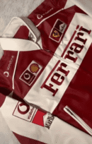 Ferrari Faux Leather Racing Jacket - Red & White Vintage Jacket Design (Embroidered )