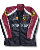 Ferrari Maroon & Black Unisex Racing Faux Leather Jacket (Embroidered)