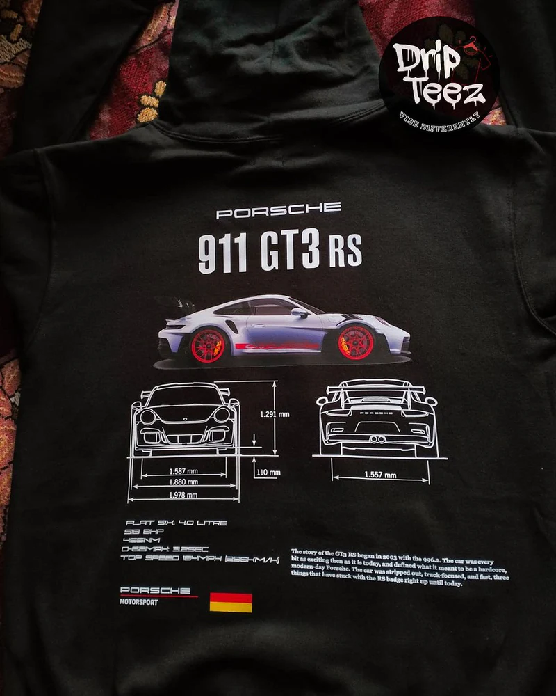 Porsche GT3-RS 911 Printed Hoodie 3 Porsche GT3-RS 911 Printed Hoodie - Image 3