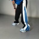 Zip Trip Blue Baggy Fit  Oversize Pant