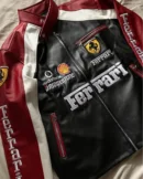 Ferrari Style Leather Racer Jacket for Men – Red Biker Moto Jacket | Premium Racing Look