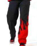Red Fire Kick Flame Baggy Trackpants | Unisex Streetwear | Styleverse