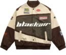 Black Air Racing Jacket – Brown Fleece Cotton | Streetwear Meets Motorsport