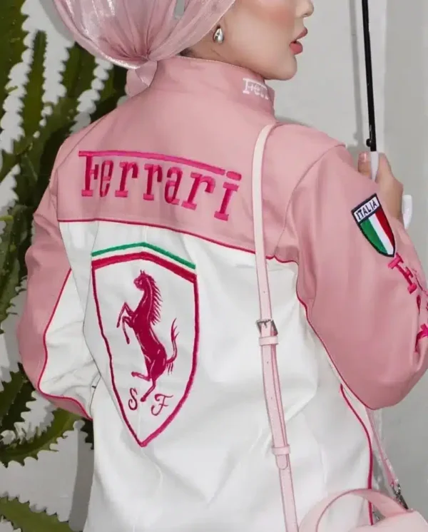 Pink Ferrari Racing Jacket – Sleek, Bold & Built for Speed - Image 4