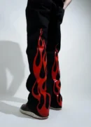 🔥 Red Flame Print Streetwear Track Pants – Unisex | Oversized Fit | StyleVerse™ 🔥