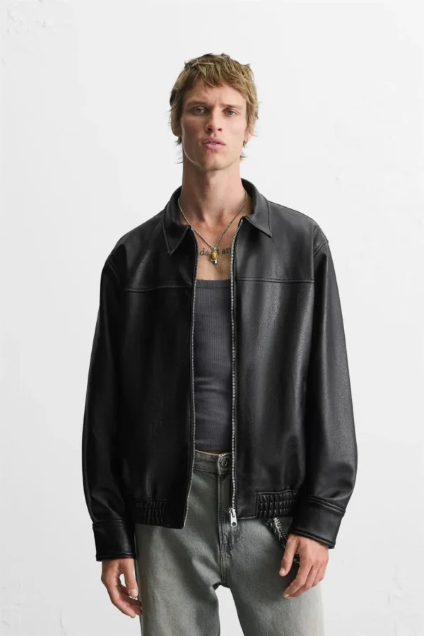 Black Faux Leather Jacket for Men | Stylish & Durable Outerwear Online in India