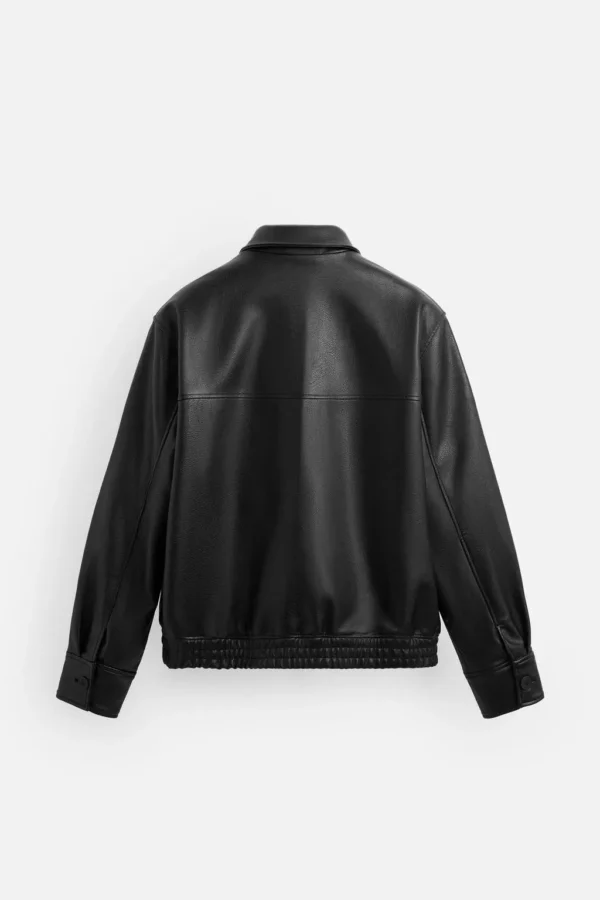 Black Faux Leather Jacket for Men | Stylish & Durable Outerwear Online in India - Image 7