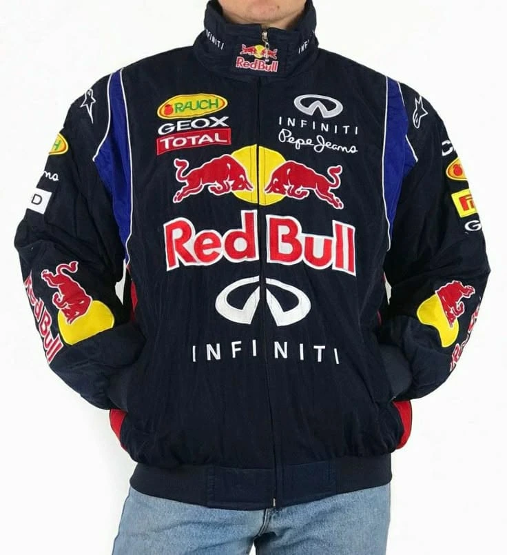 Red Bull Embroidered racing Jacket | Racing Style Lightweight Outerwear Online 1 Red Bull Embroidered racing Jacket | Racing Style Lightweight Outerwear Online