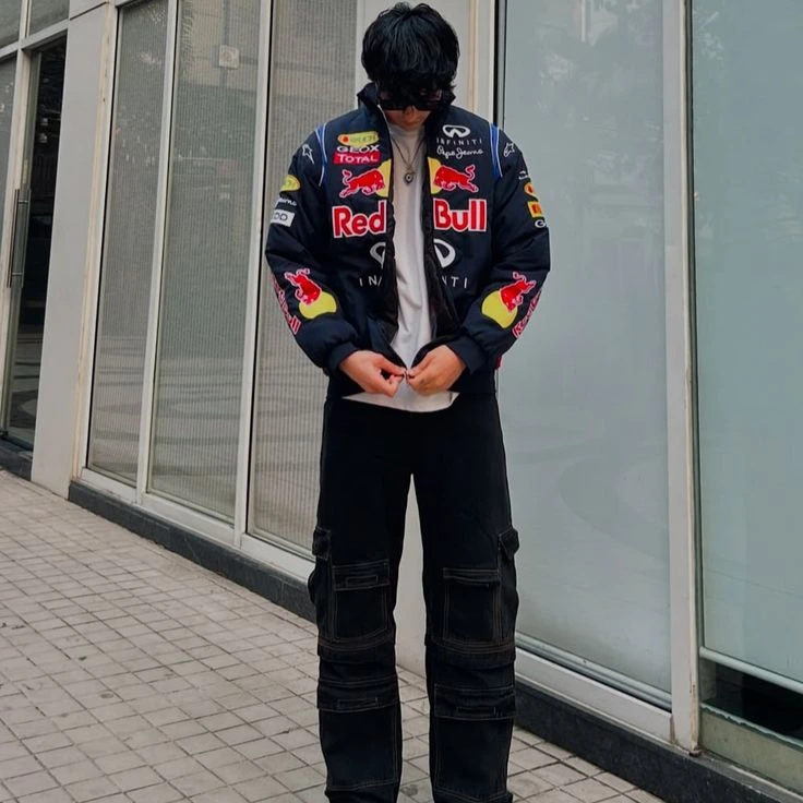 Red Bull Embroidered racing Jacket | Racing Style Lightweight Outerwear Online 2 Red Bull Embroidered racing Jacket | Racing Style Lightweight Outerwear Online - Image 2
