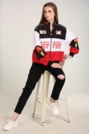 Ferrari Racing Team Parachute Jacket – Black, Red & White Unisex Windbreaker.