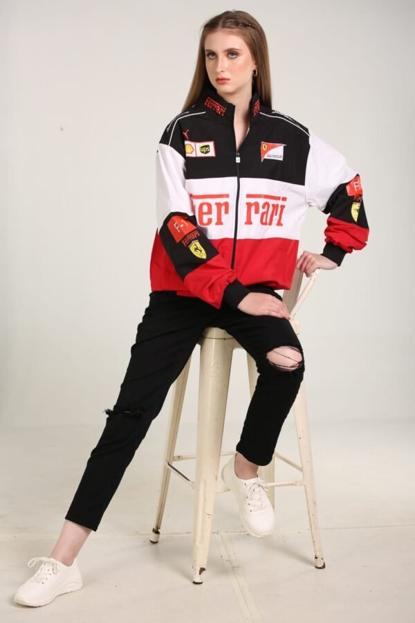 Ferrari Racing Team Parachute Jacket – Black, Red & White Unisex Windbreaker. - Image 5